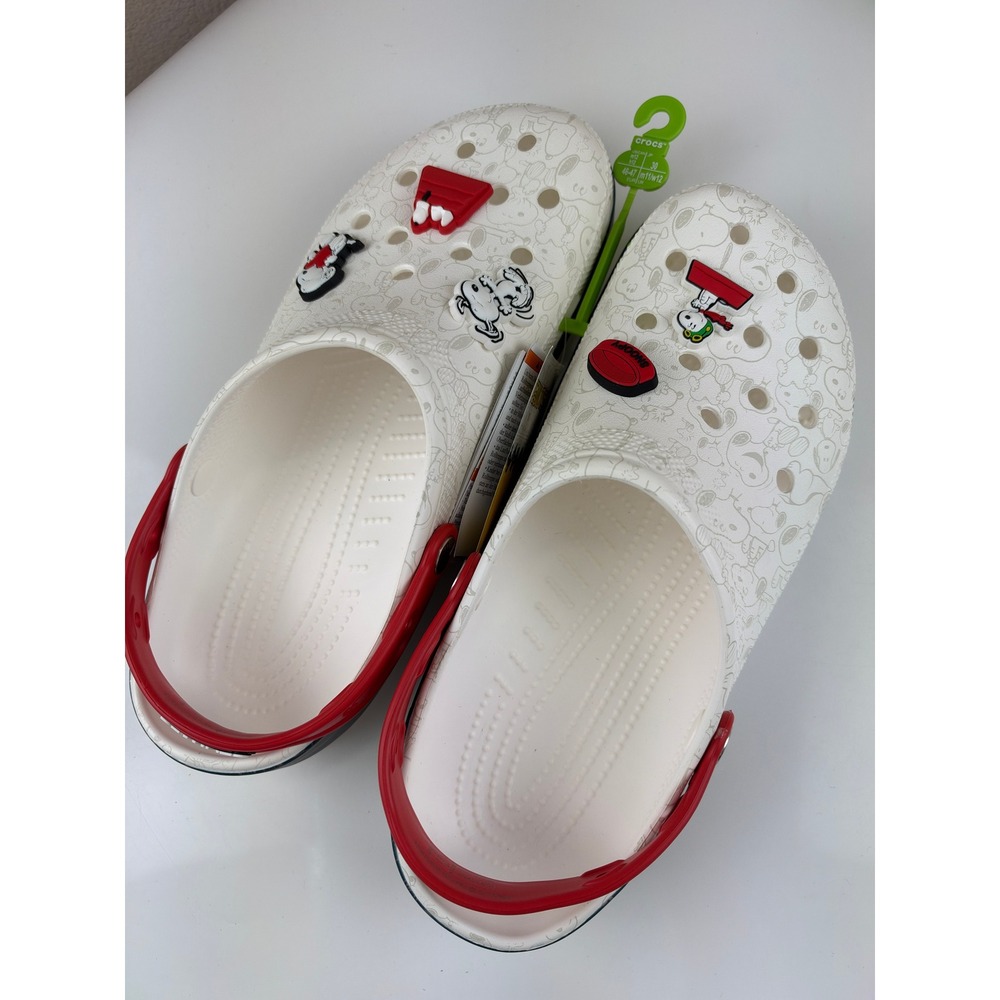 Crocs Peanuts Classic Clog Snoopy Woodstock White Red Mens 12 211124-90H New